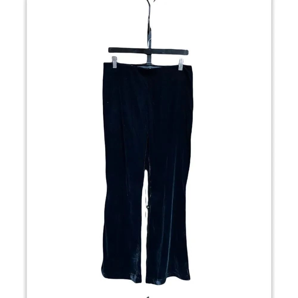H&M Black Velour Flare Leg Pants Size 10 NWT